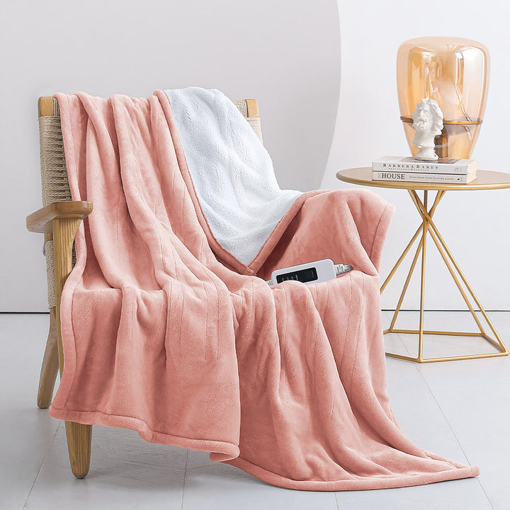 heated throw blanket pink