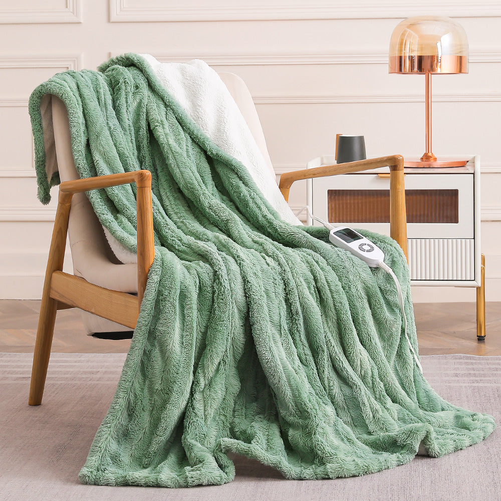 green heated throw