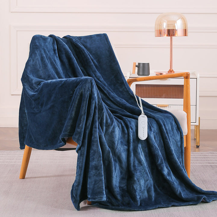 Flannel Electric Heated Throw Blanket – 50"x60", 3 Hours Timer Auto-Off, 5 Heating Levels