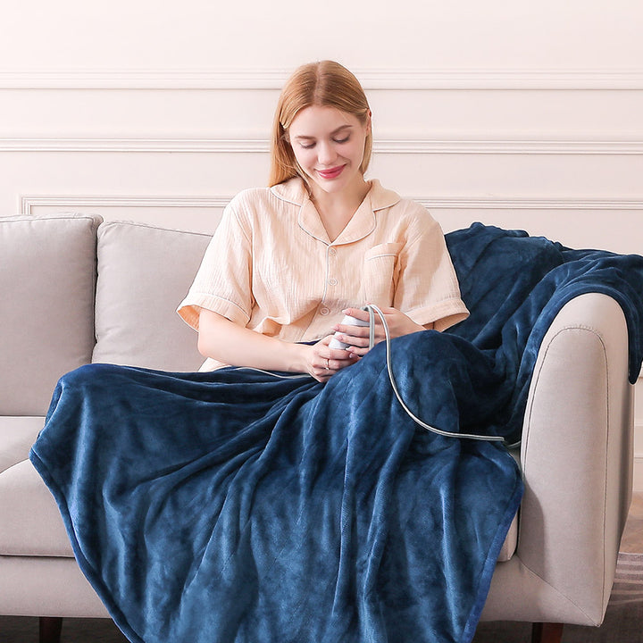 Flannel Electric Heated Throw Blanket – 50"x60", 3 Hours Timer Auto-Off, 5 Heating Levels