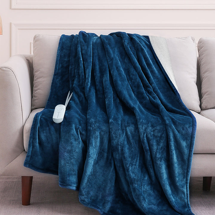 Flannel Electric Heated Throw Blanket – 50"x60", 3 Hours Timer Auto-Off, 5 Heating Levels