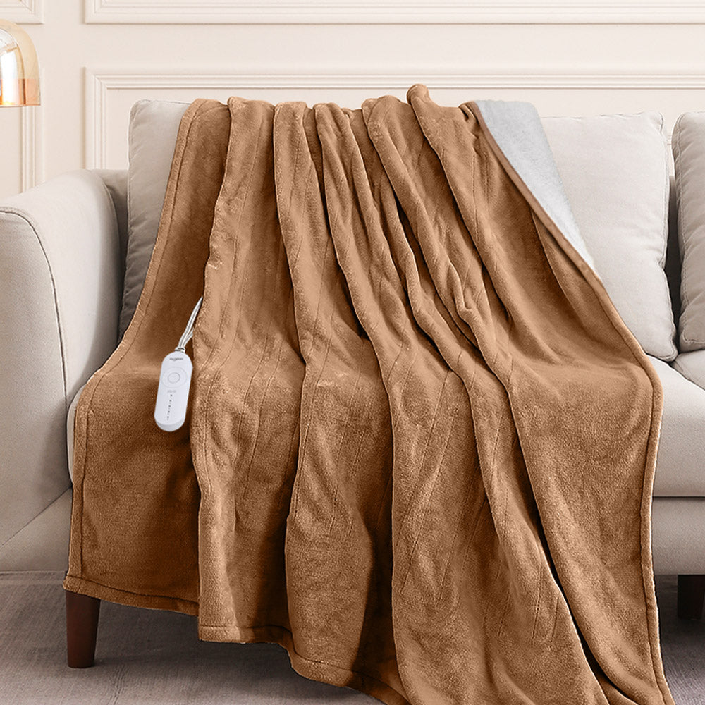 Flannel Electric Heated Throw Blanket – 50"x60", 3 Hours Timer Auto-Off, 5 Heating Levels