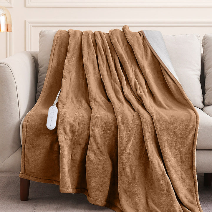 Flannel Electric Heated Throw Blanket – 50"x60", 3 Hours Timer Auto-Off, 5 Heating Levels