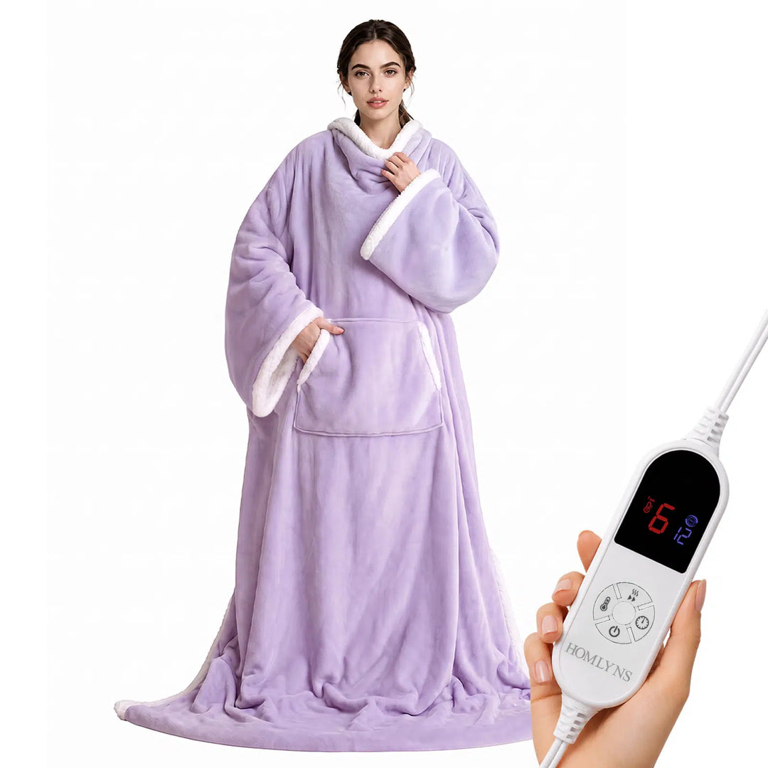 Wearable Heated Blanket Wrap with Hood