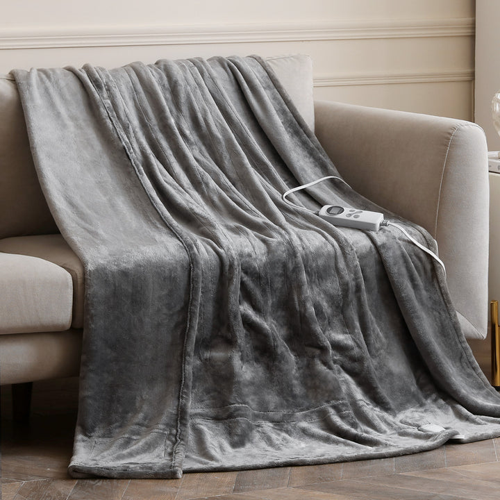 grey heated blanket