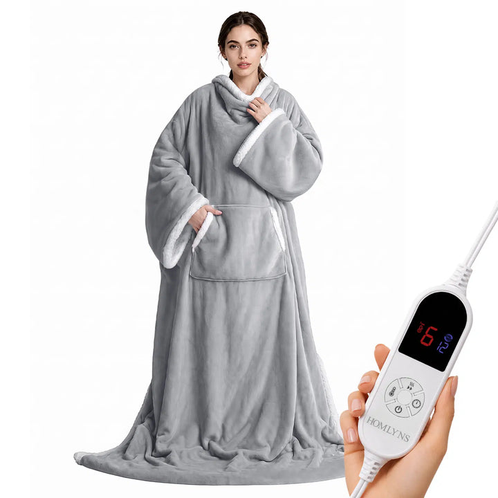 Wearable Heated Blanket Wrap with Hood