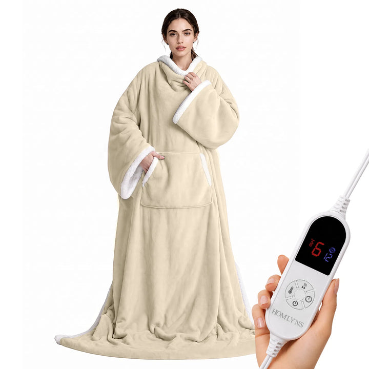 Wearable Heated Blanket Wrap with Hood