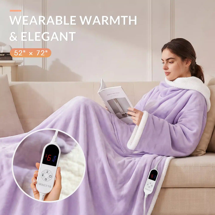 Wearable Heated Blanket Wrap with Hood