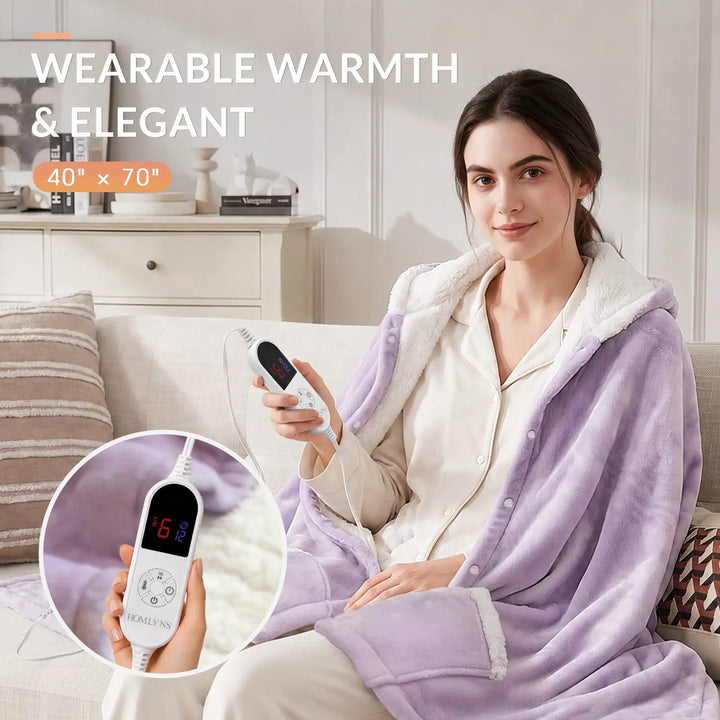 Wearable Heated Blanket Wrap with Hood