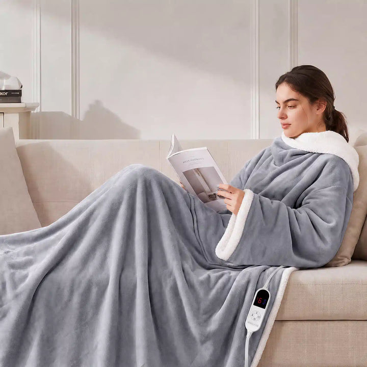 Wearable Heated Blanket Wrap with Hood
