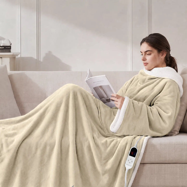 Wearable Heated Blanket Wrap with Hood