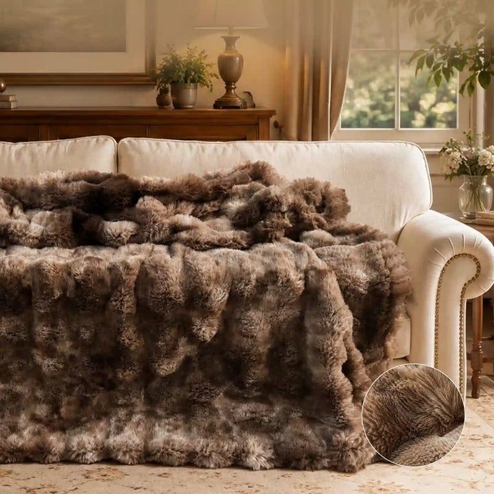Tie-Dye Faux Fur Bubble Heated Bed Blanket