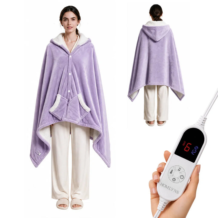 Wearable Heated Blanket Wrap with Hood