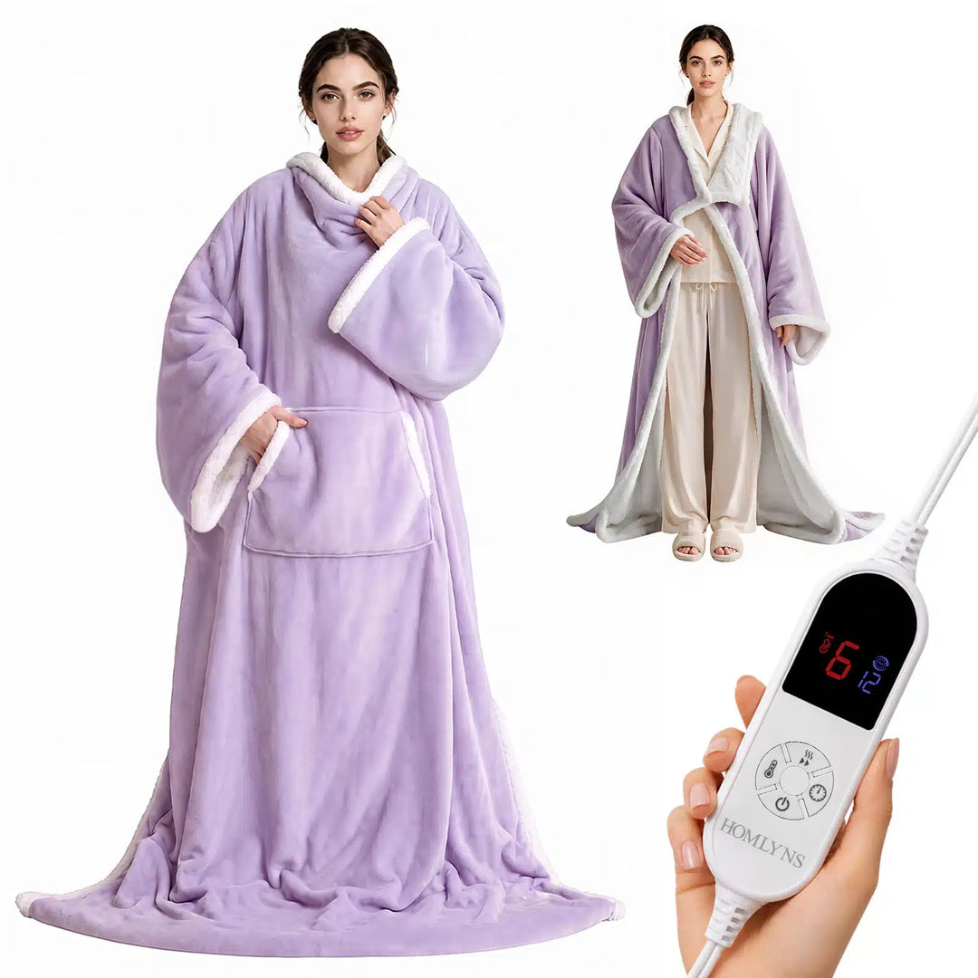 Wearable Heated Blanket Wrap with Hood