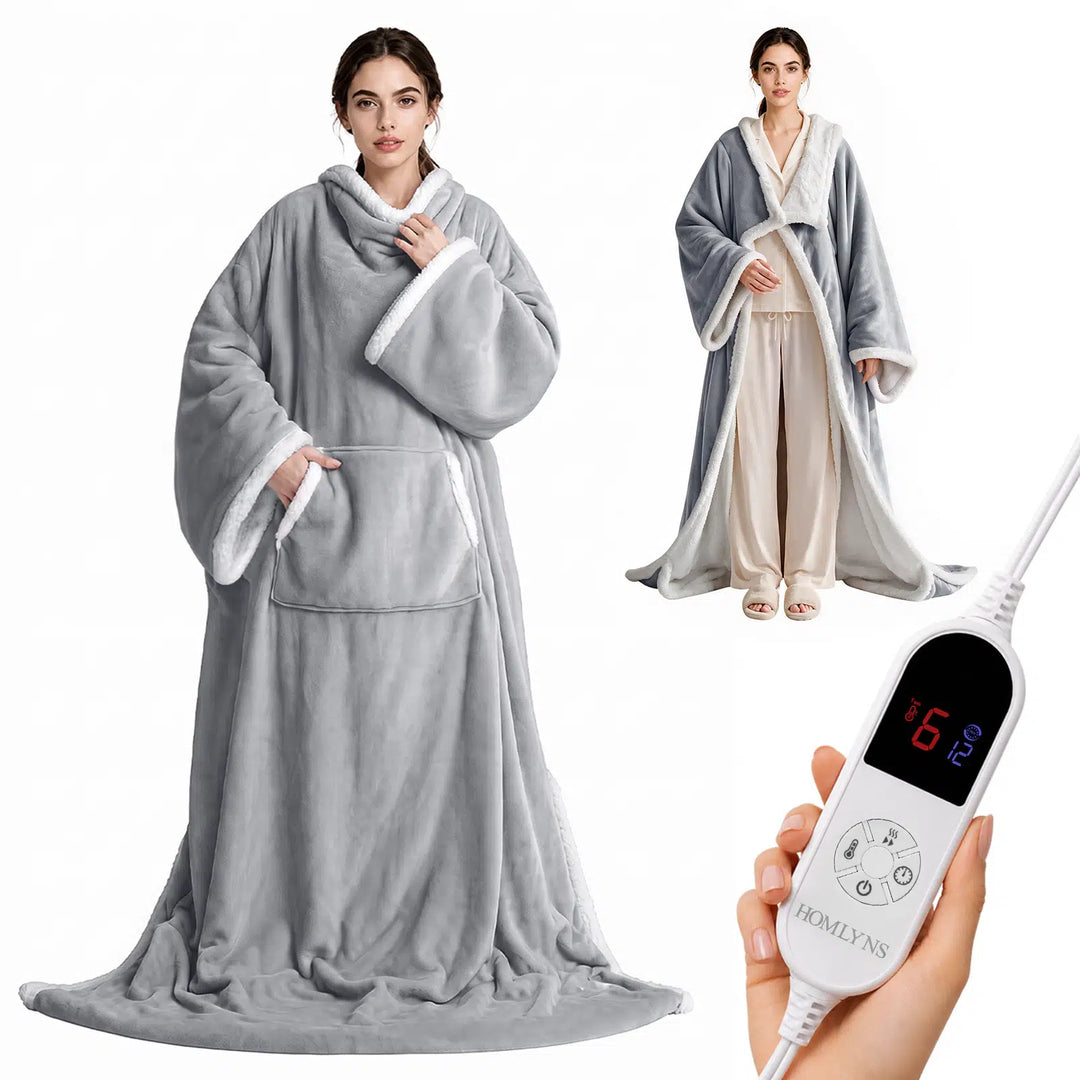 Wearable Heated Blanket Wrap with Hood