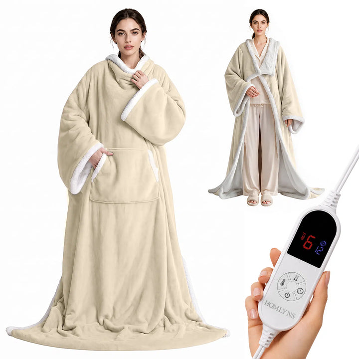 Wearable Heated Blanket Wrap with Hood
