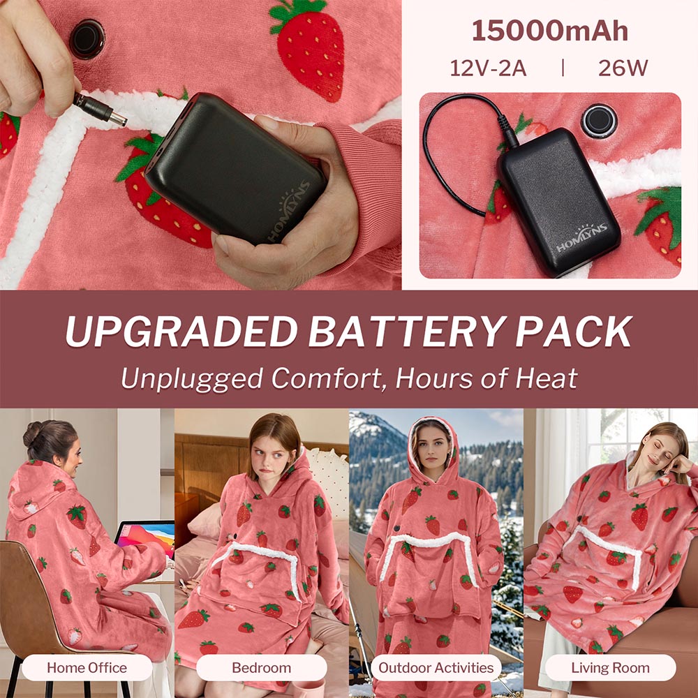 heated hoodie blanket with battery pack