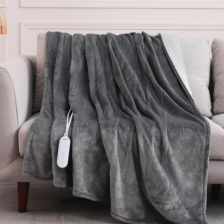 Flannel Electric Heated Throw Blanket - 50"x60", 3 Hours Timer Auto-Off, 4 Heating Levels