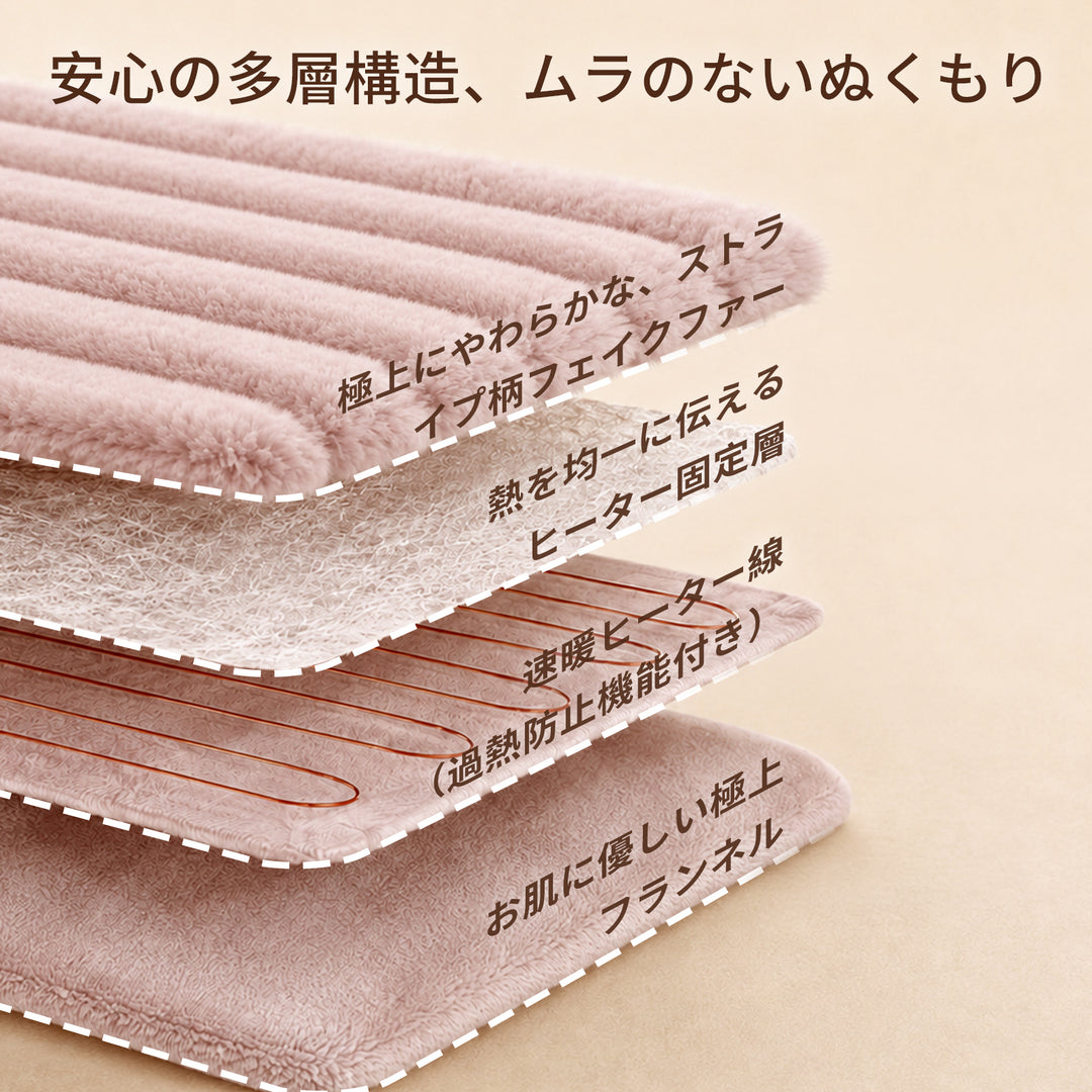 700g厚手 電気毛布 掛け敷き兼用｜フェイクファー×フランネル｜9段階温度調節