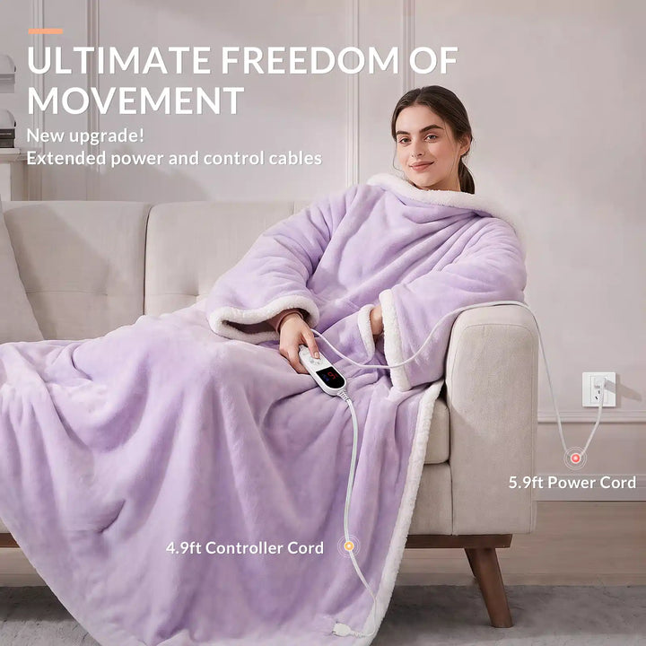 Wearable Heated Blanket Wrap with Hood