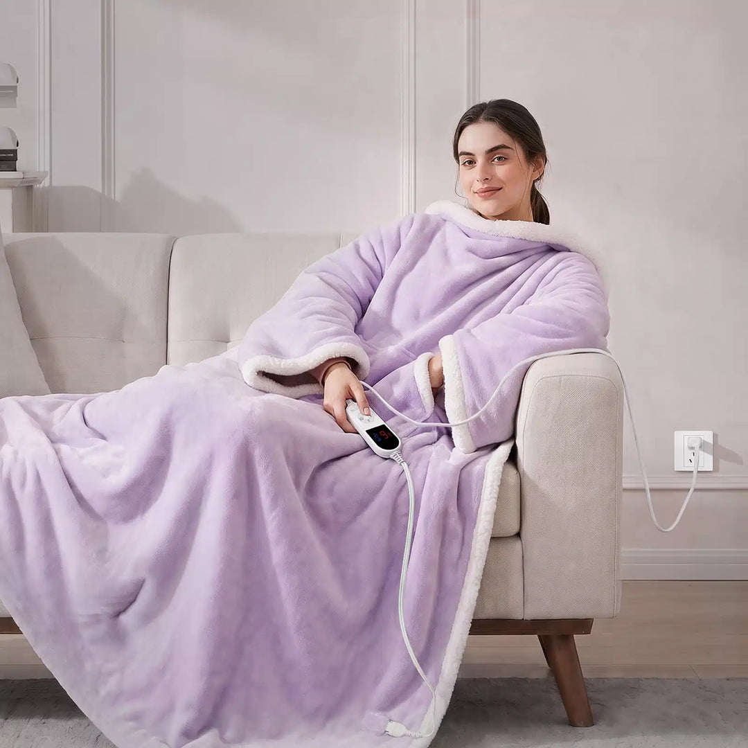 Wearable Heated Blanket Wrap with Hood