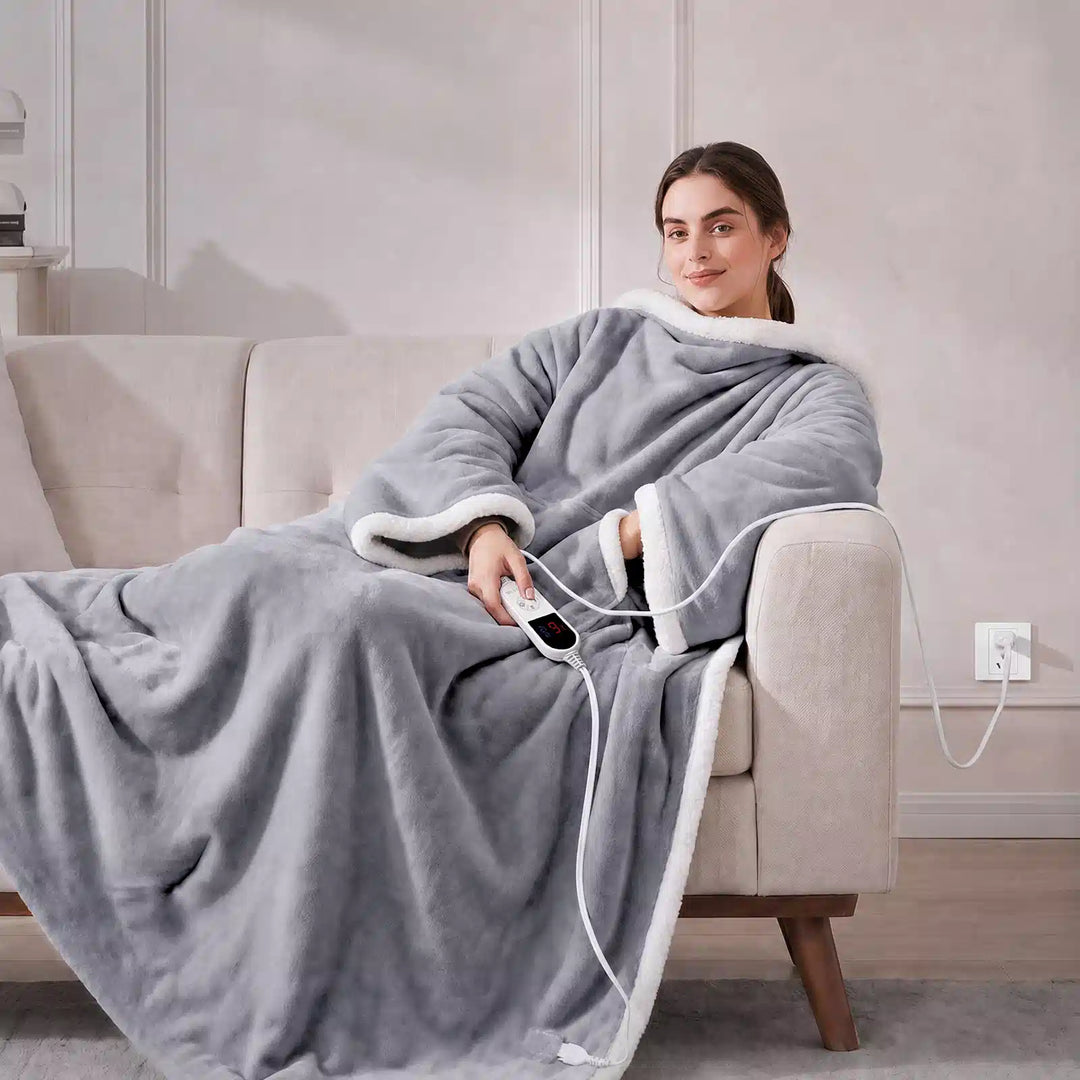 Wearable Heated Blanket Wrap with Hood