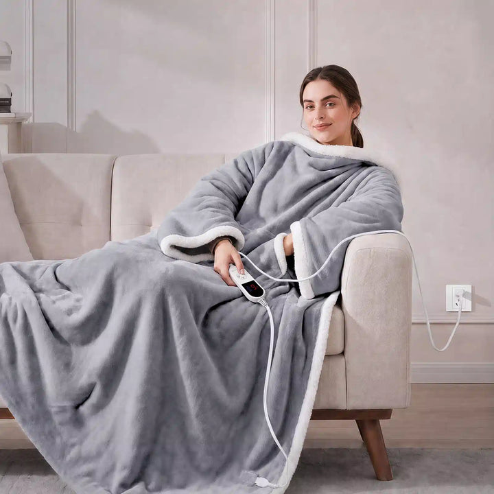 Wearable Heated Blanket Wrap with Hood
