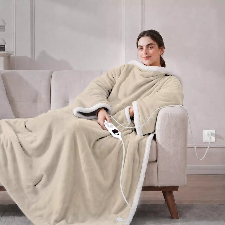 Wearable Heated Blanket Wrap with Hood