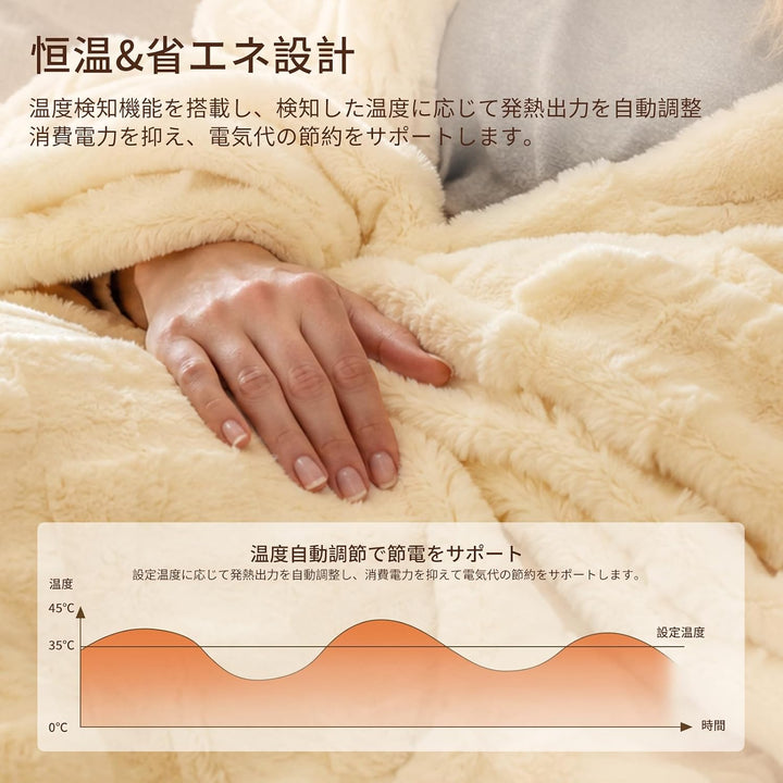 HOMLYNS フェイクファー×フランネル 電気毛布｜9段階温度調節