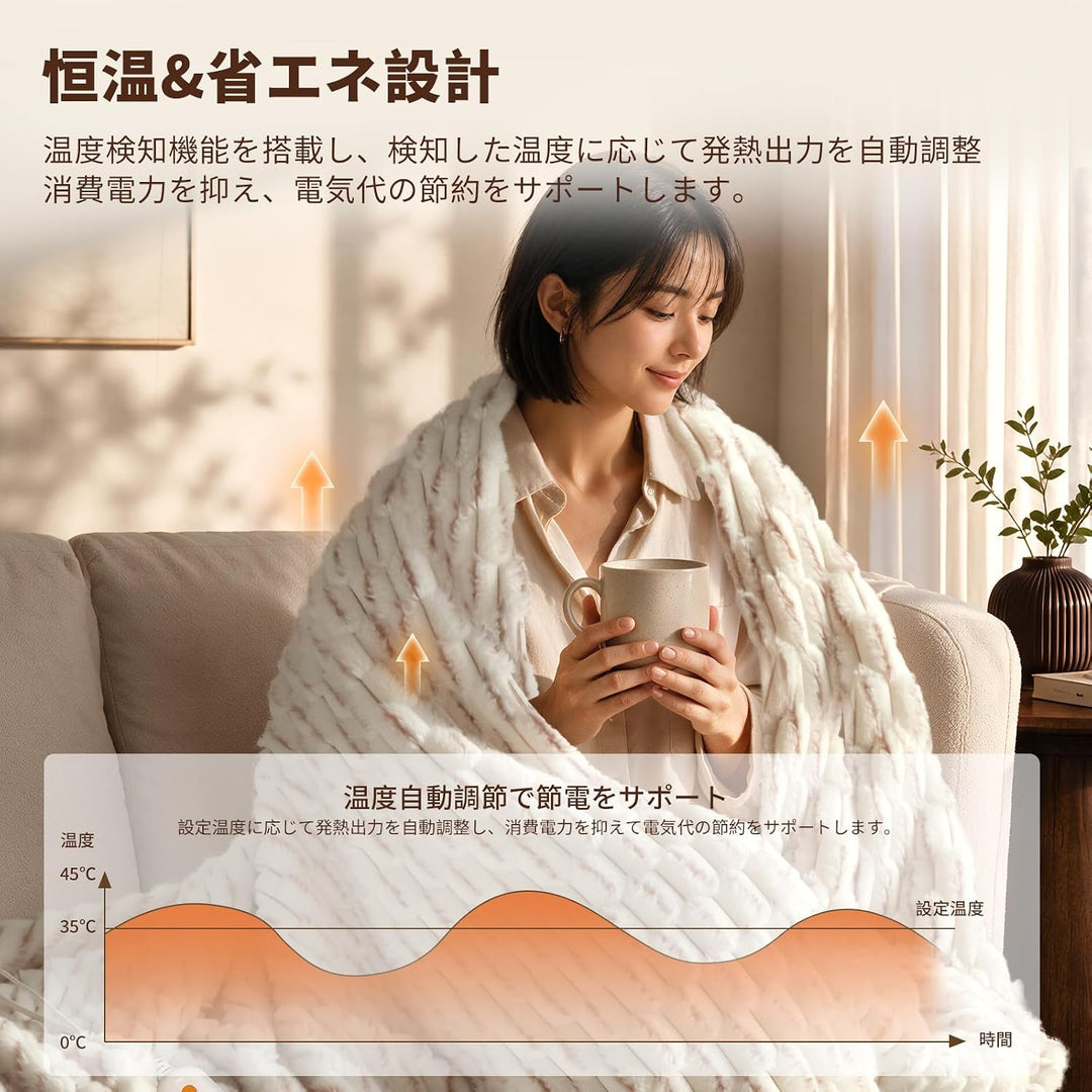 電気毛布 掛け敷き兼用 130×180cm 厚手650g/m² フェイクファー＆フランネル 9段階温度調節 ピンク