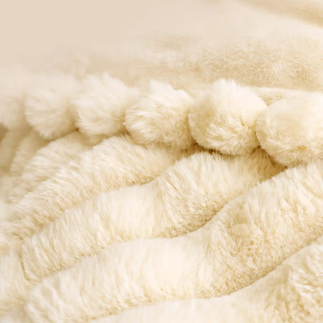 Ribbed Faux Fur Heated Throw Blanket