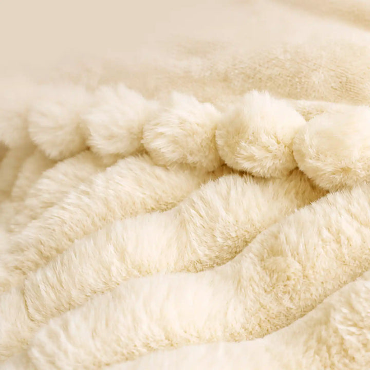 Ribbed Faux Fur Heated Throw Blanket