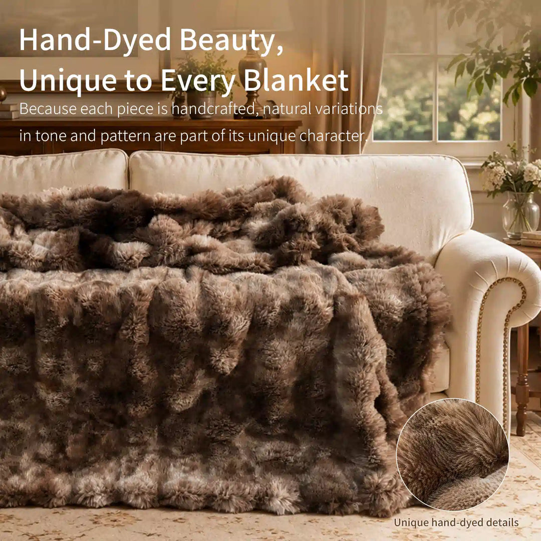 Tie-Dye Brown Faux Fur Heated Throw Blanket