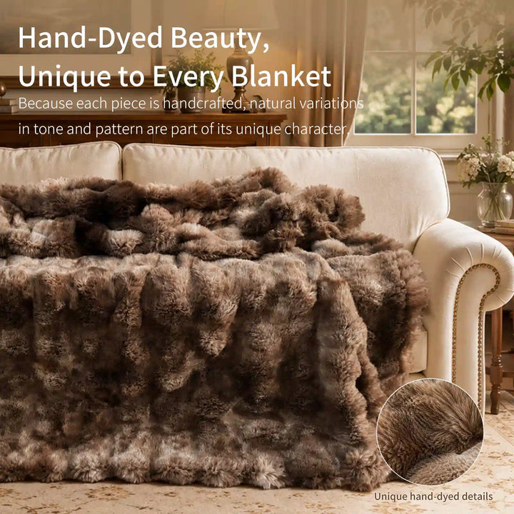 Tie-Dye Brown Faux Fur Heated Throw Blanket