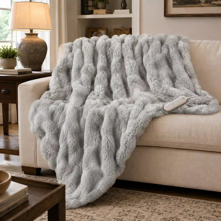 Tie-Dye Faux Fur Heated Throw Blanket