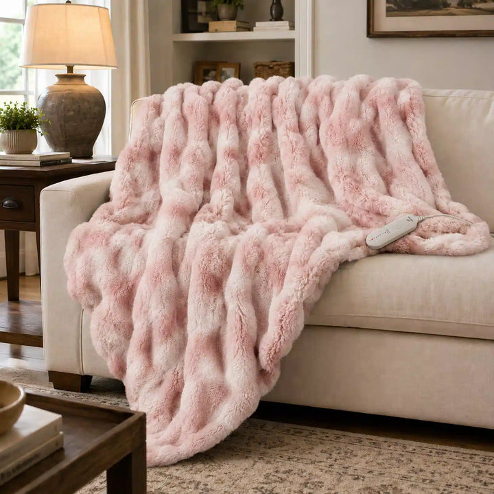 Tie-Dye Faux Fur Heated Throw Blanket