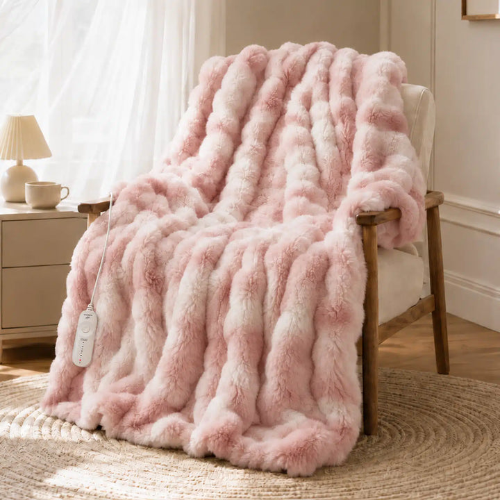 Tie-Dye Faux Fur Heated Throw Blanket