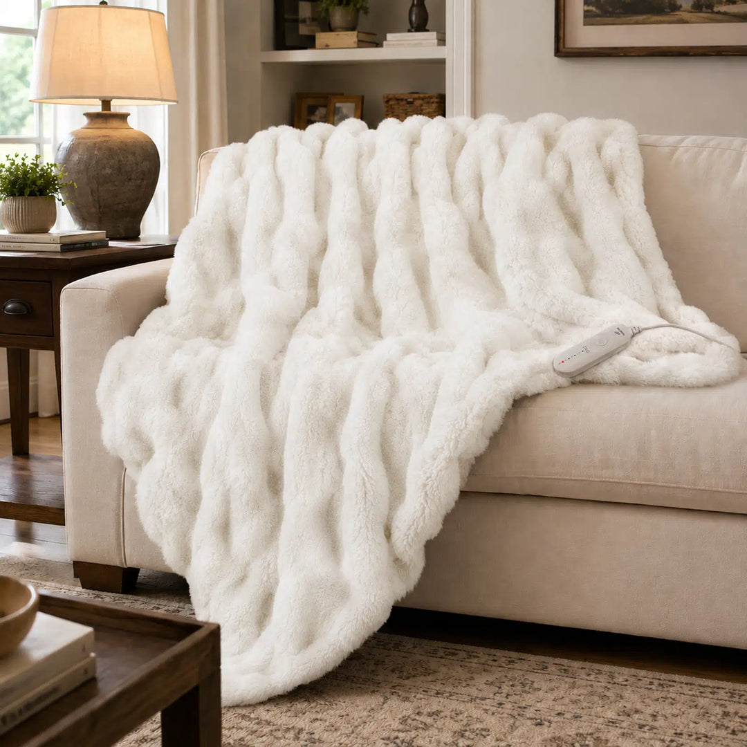 Tie-Dye Faux Fur Heated Throw Blanket