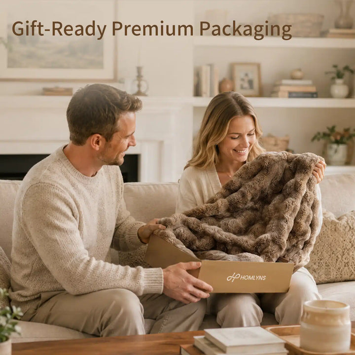 Tie-Dye Brown Faux Fur Heated Throw Blanket