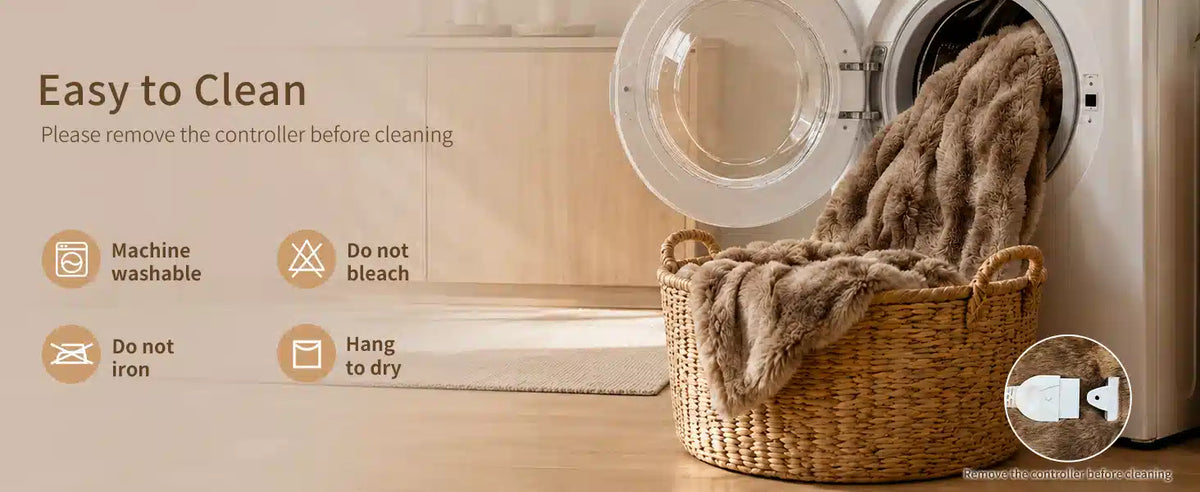 machine washable electric faux fur blanket